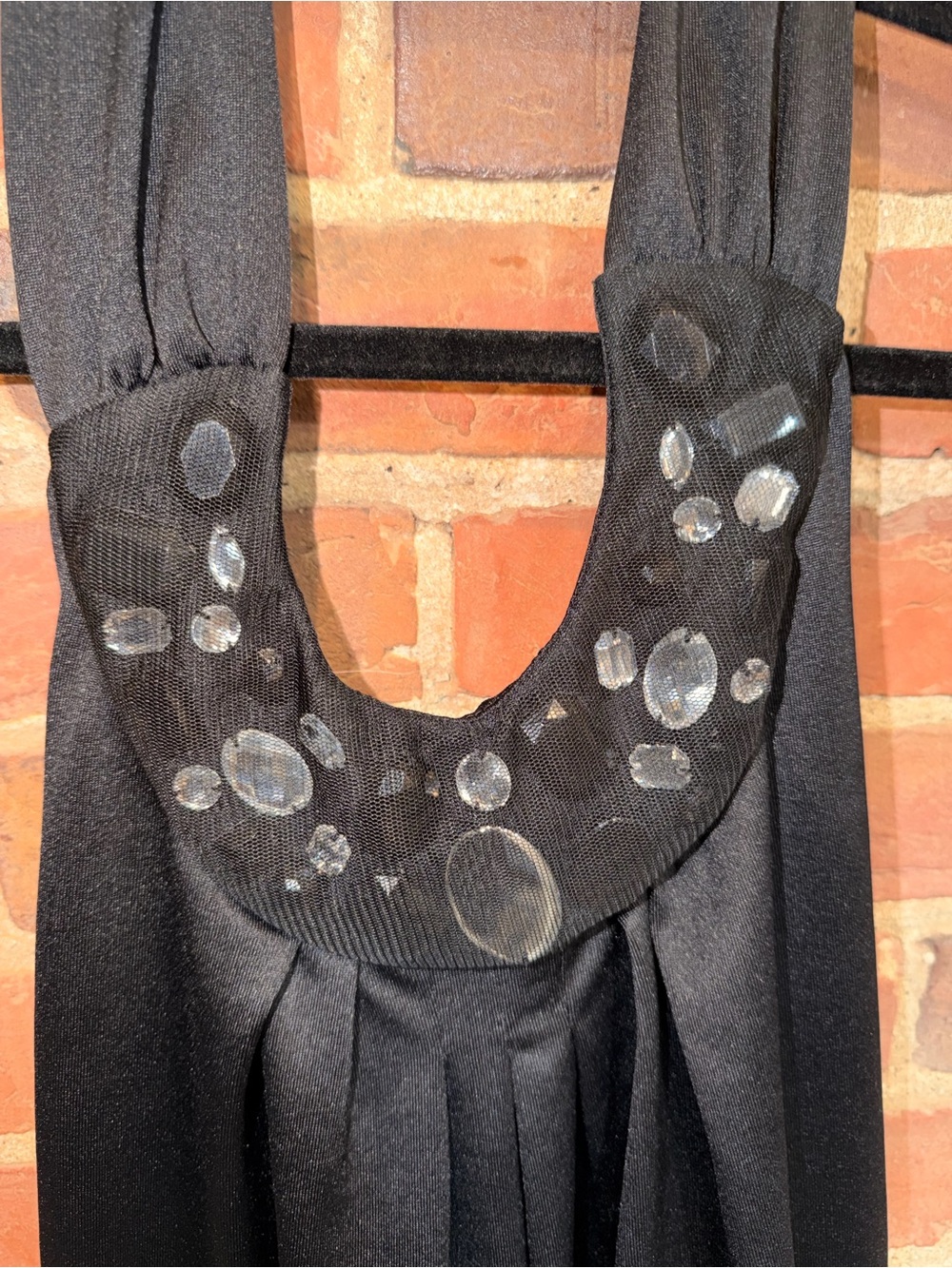 The Limited Black Halter Top with Beaded Neckline - Picture 2 of 11